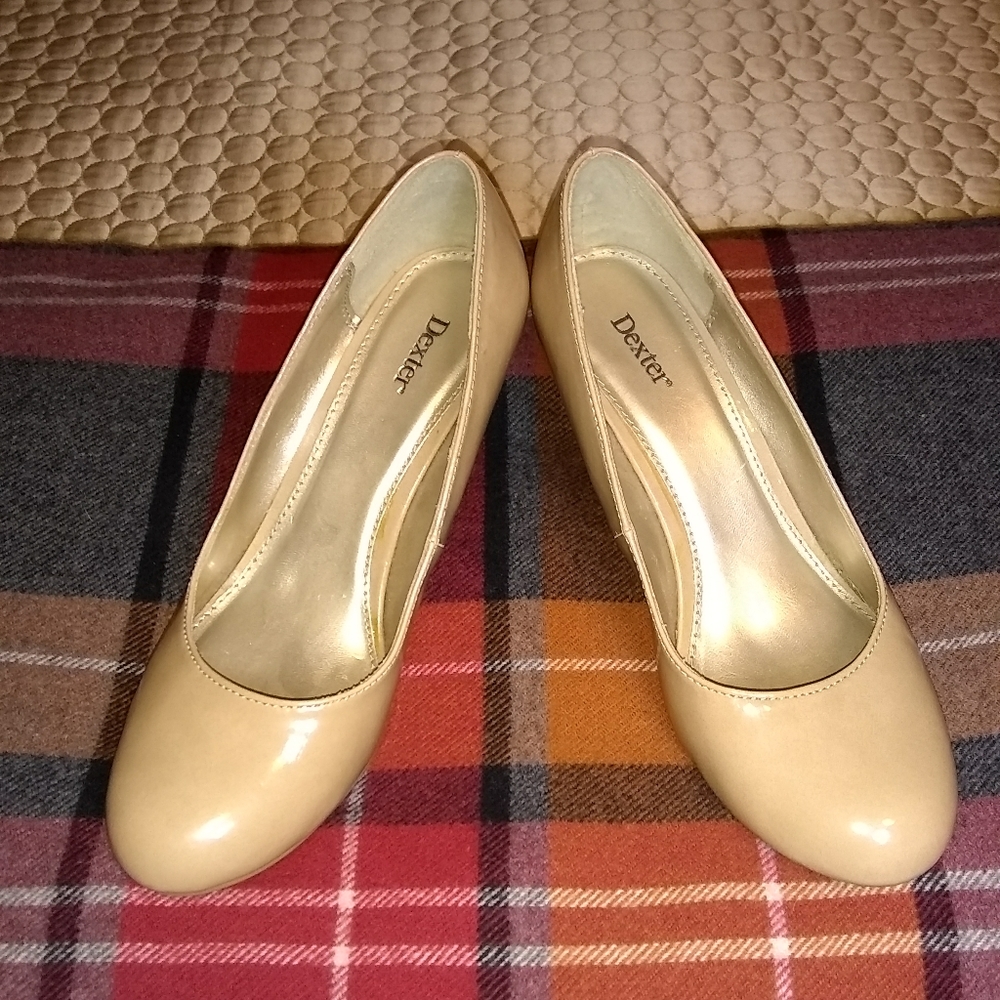 Dexter Nude Patent Wedge Shoes